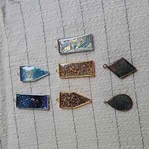 Handcrafted Gold Flake Mermaid Galaxy Epoxy Resin Pendant